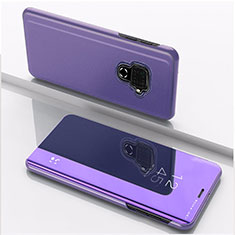 Coque Portefeuille Livre Cuir Miroir Housse Etui Clapet pour Huawei Nova 5z Violet
