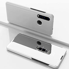 Coque Portefeuille Livre Cuir Miroir Housse Etui Clapet pour Huawei P Smart+ Plus Argent