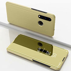 Coque Portefeuille Livre Cuir Miroir Housse Etui Clapet pour Huawei P Smart+ Plus Or