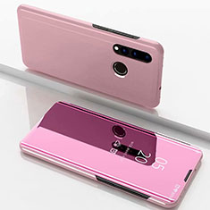 Coque Portefeuille Livre Cuir Miroir Housse Etui Clapet pour Huawei P Smart+ Plus Or Rose