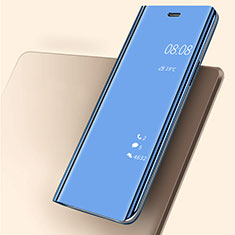 Coque Portefeuille Livre Cuir Miroir Housse Etui Clapet pour Huawei P20 Bleu
