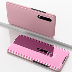 Coque Portefeuille Livre Cuir Miroir Housse Etui Clapet pour Huawei P20 Pro Or Rose