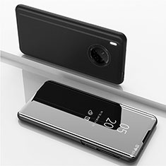 Coque Portefeuille Livre Cuir Miroir Housse Etui Clapet pour Huawei Y9a Noir