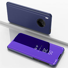 Coque Portefeuille Livre Cuir Miroir Housse Etui Clapet pour Huawei Y9a Violet