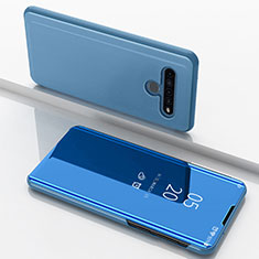 Coque Portefeuille Livre Cuir Miroir Housse Etui Clapet pour LG K61 Bleu