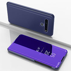 Coque Portefeuille Livre Cuir Miroir Housse Etui Clapet pour LG K61 Violet