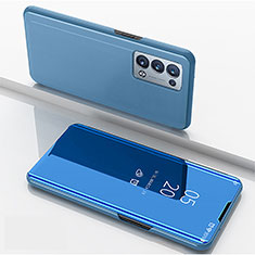 Coque Portefeuille Livre Cuir Miroir Housse Etui Clapet pour Oppo Reno6 Pro+ Plus 5G Bleu