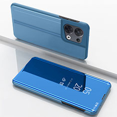 Coque Portefeuille Livre Cuir Miroir Housse Etui Clapet pour Oppo Reno8 Pro 5G Bleu