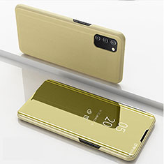 Coque Portefeuille Livre Cuir Miroir Housse Etui Clapet pour Samsung Galaxy A02s Or