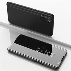 Coque Portefeuille Livre Cuir Miroir Housse Etui Clapet pour Samsung Galaxy A03s Noir