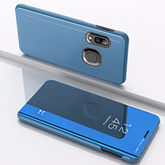 Coque Portefeuille Livre Cuir Miroir Housse Etui Clapet pour Samsung Galaxy A10s Bleu