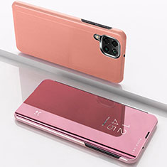 Coque Portefeuille Livre Cuir Miroir Housse Etui Clapet pour Samsung Galaxy A12 Nacho Or Rose