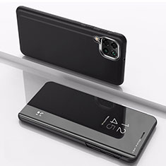 Coque Portefeuille Livre Cuir Miroir Housse Etui Clapet pour Samsung Galaxy A12 Noir