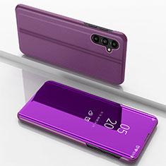 Coque Portefeuille Livre Cuir Miroir Housse Etui Clapet pour Samsung Galaxy A14 5G Violet