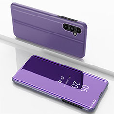 Coque Portefeuille Livre Cuir Miroir Housse Etui Clapet pour Samsung Galaxy A14 5G Violet Clair