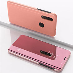 Coque Portefeuille Livre Cuir Miroir Housse Etui Clapet pour Samsung Galaxy A20 Or Rose