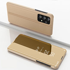 Coque Portefeuille Livre Cuir Miroir Housse Etui Clapet pour Samsung Galaxy A33 5G Or