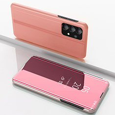 Coque Portefeuille Livre Cuir Miroir Housse Etui Clapet pour Samsung Galaxy A33 5G Or Rose