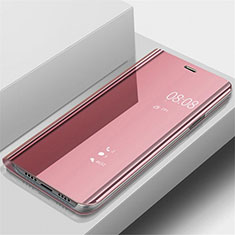 Coque Portefeuille Livre Cuir Miroir Housse Etui Clapet pour Samsung Galaxy A70 Or Rose