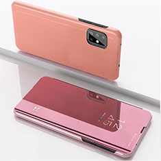 Coque Portefeuille Livre Cuir Miroir Housse Etui Clapet pour Samsung Galaxy A71 4G A715 Or Rose