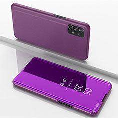 Coque Portefeuille Livre Cuir Miroir Housse Etui Clapet pour Samsung Galaxy A72 5G Violet Clair