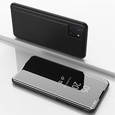 Coque Portefeuille Livre Cuir Miroir Housse Etui Clapet pour Samsung Galaxy A81 Noir