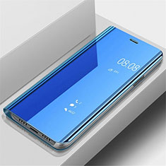 Coque Portefeuille Livre Cuir Miroir Housse Etui Clapet pour Samsung Galaxy A90 5G Bleu