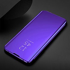 Coque Portefeuille Livre Cuir Miroir Housse Etui Clapet pour Samsung Galaxy M21 Violet