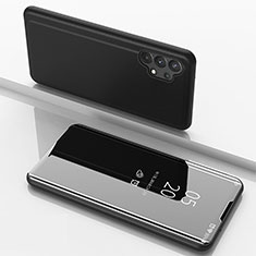 Coque Portefeuille Livre Cuir Miroir Housse Etui Clapet pour Samsung Galaxy M32 5G Noir
