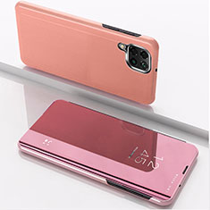 Coque Portefeuille Livre Cuir Miroir Housse Etui Clapet pour Samsung Galaxy M33 5G Or Rose