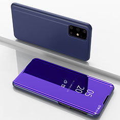 Coque Portefeuille Livre Cuir Miroir Housse Etui Clapet pour Samsung Galaxy M51 Violet