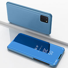 Coque Portefeuille Livre Cuir Miroir Housse Etui Clapet pour Samsung Galaxy M60s Bleu