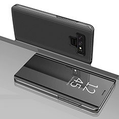 Coque Portefeuille Livre Cuir Miroir Housse Etui Clapet pour Samsung Galaxy Note 9 Noir