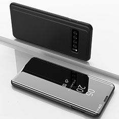 Coque Portefeuille Livre Cuir Miroir Housse Etui Clapet pour Samsung Galaxy S10 Plus Noir