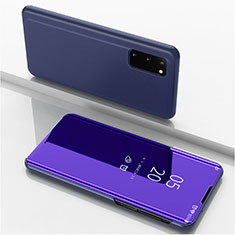 Coque Portefeuille Livre Cuir Miroir Housse Etui Clapet pour Samsung Galaxy S20 5G Violet