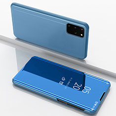 Coque Portefeuille Livre Cuir Miroir Housse Etui Clapet pour Samsung Galaxy S20 Plus 5G Bleu