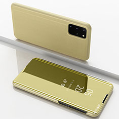 Coque Portefeuille Livre Cuir Miroir Housse Etui Clapet pour Samsung Galaxy S20 Plus 5G Or