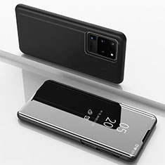 Coque Portefeuille Livre Cuir Miroir Housse Etui Clapet pour Samsung Galaxy S20 Ultra Noir