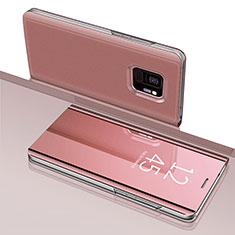 Coque Portefeuille Livre Cuir Miroir Housse Etui Clapet pour Samsung Galaxy S9 Or Rose