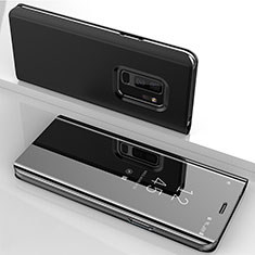 Coque Portefeuille Livre Cuir Miroir Housse Etui Clapet pour Samsung Galaxy S9 Plus Noir