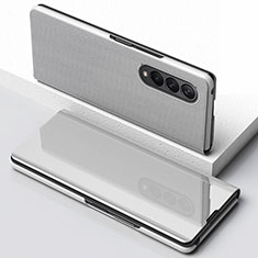Coque Portefeuille Livre Cuir Miroir Housse Etui Clapet pour Samsung Galaxy Z Fold4 5G Argent