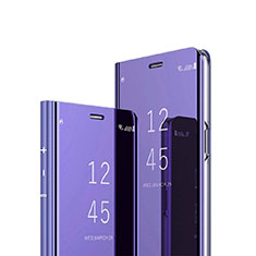 Coque Portefeuille Livre Cuir Miroir Housse Etui Clapet pour Sony Xperia XZ3 Violet