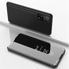 Coque Portefeuille Livre Cuir Miroir Housse Etui Clapet pour Xiaomi Mi 10T 5G Noir