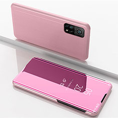 Coque Portefeuille Livre Cuir Miroir Housse Etui Clapet pour Xiaomi Mi 10T 5G Or Rose