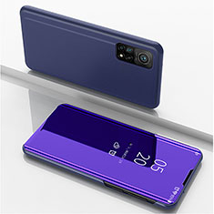 Coque Portefeuille Livre Cuir Miroir Housse Etui Clapet pour Xiaomi Mi 10T 5G Violet