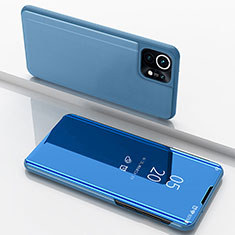 Coque Portefeuille Livre Cuir Miroir Housse Etui Clapet pour Xiaomi Mi 11 Lite 5G NE Bleu