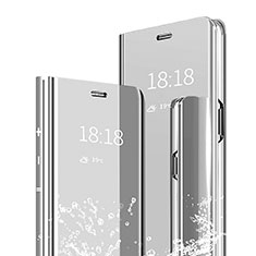 Coque Portefeuille Livre Cuir Miroir Housse Etui Clapet pour Xiaomi Mi 6X Argent
