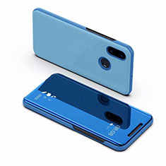 Coque Portefeuille Livre Cuir Miroir Housse Etui Clapet pour Xiaomi Mi 8 Bleu Ciel