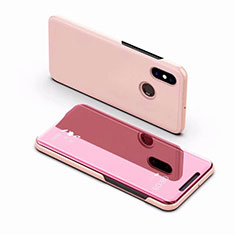 Coque Portefeuille Livre Cuir Miroir Housse Etui Clapet pour Xiaomi Mi 8 Or Rose