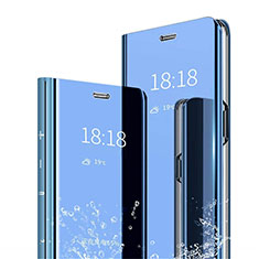 Coque Portefeuille Livre Cuir Miroir Housse Etui Clapet pour Xiaomi Mi 8 Pro Global Version Bleu